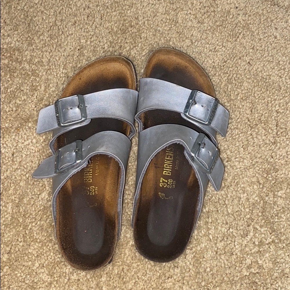 silver birkenstocks